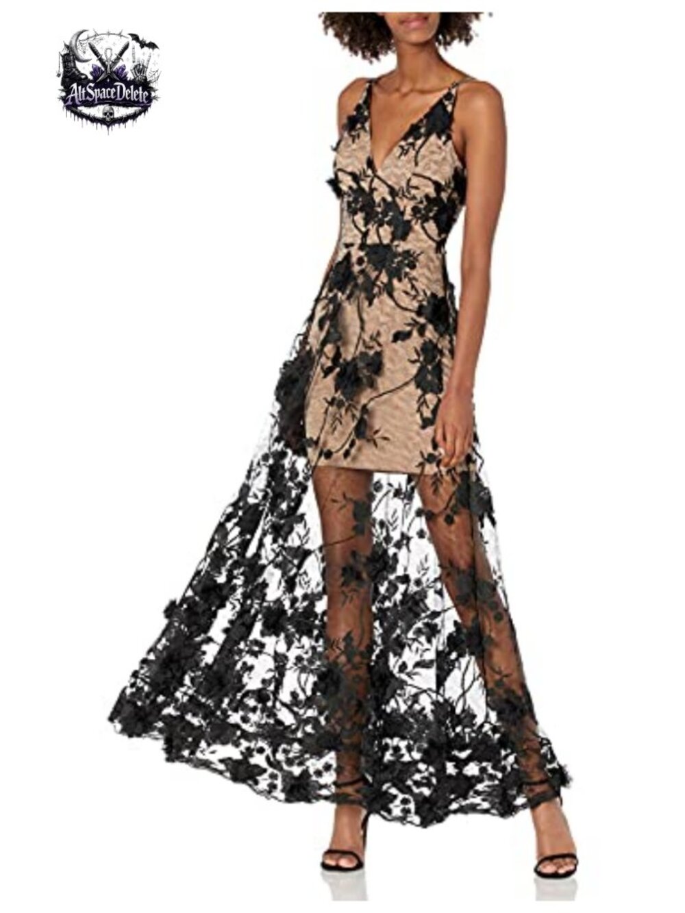 Sleeveless Plunge Neckline Fit and Flare Maxi Dress